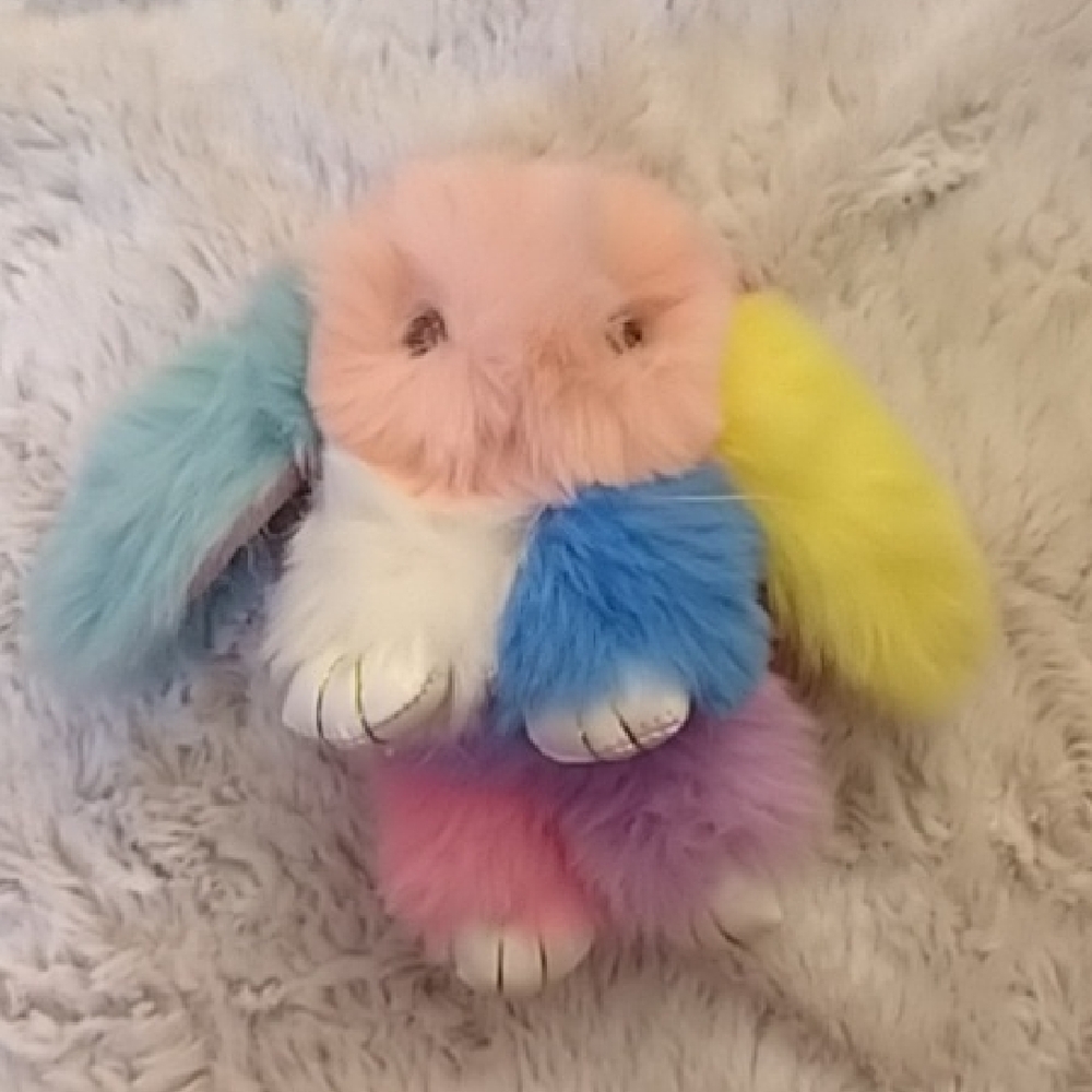 Colorful Plush 🐰 Keychain With Golden Metal Fitting 🌼New🌼